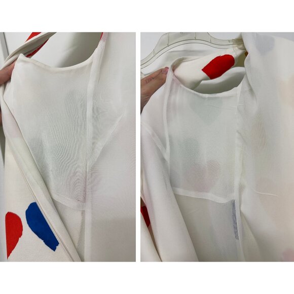 Akris Hearts Print Sheath Dress Cotton Silk White Rainbow Painterly Colorful 4 - Picture 16 of 16